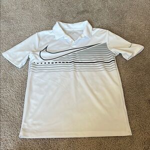 Nike White and Gray Polo Shirt Youth Large